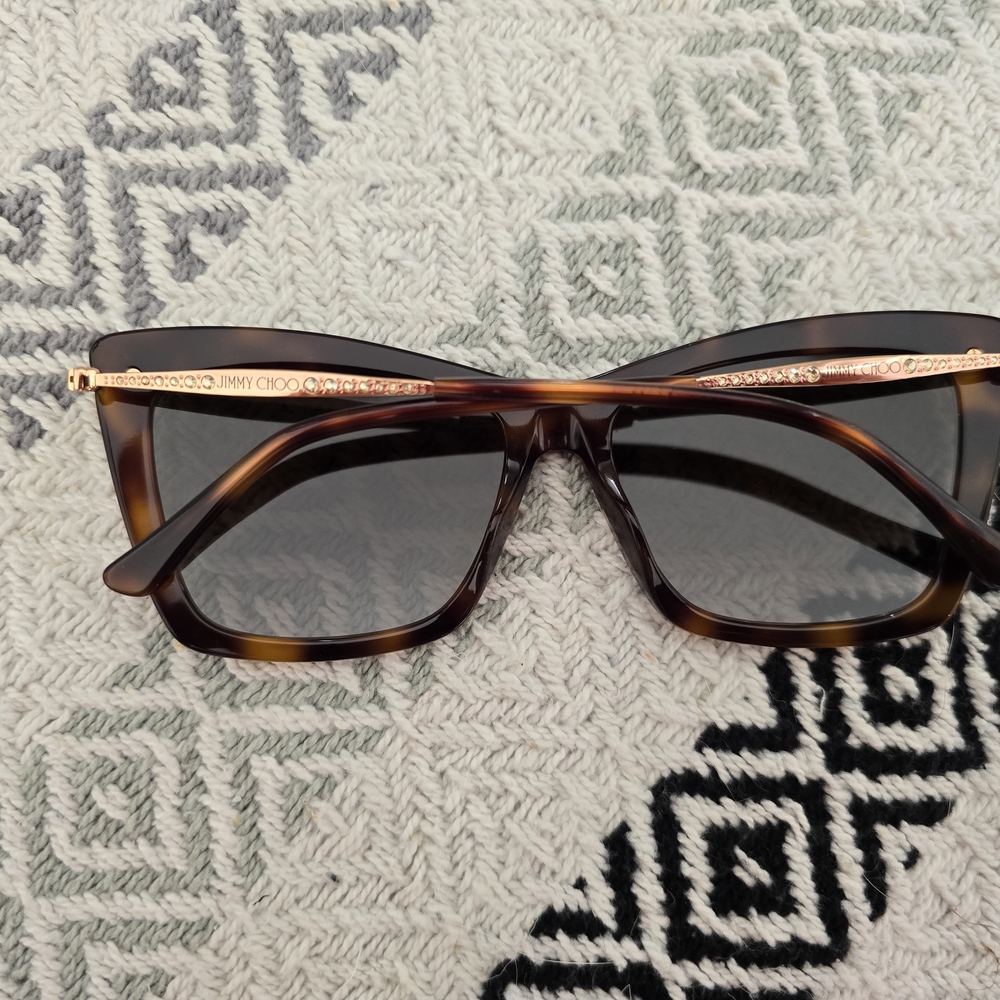 NWOT Jimmy Choo Tortoise Shell Sunglasses with Swarovski Crystals